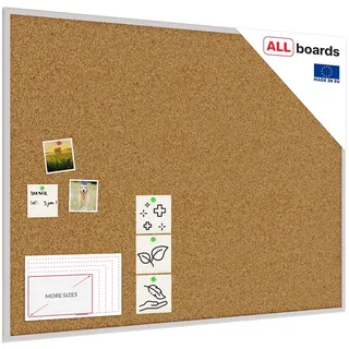 ALLboards Pinnwand mit silbernem Naturholzrahmen 120x90cm