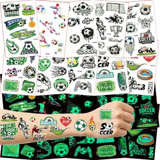 Leuchttattoos Fußball Kinder Tattoo, Fussball Geschenke Jungen Kleinigkeiten für Kinder, Füllung Adventskalender Fussball Mitgebsel Jungen, Fußball Geschenke für Jungs, Kleines Weihnachtsgeschenke