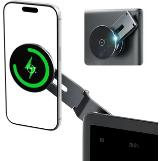 ALAFLY 15W für MagSafe Handyhalterung Auto mit Ladefunktion für Tesla Model 3/Y/S/X/Cybertruck, Klappbares & Ausziehbares Autohalterung Metall mit N55-Magneten für iPhone 17-12