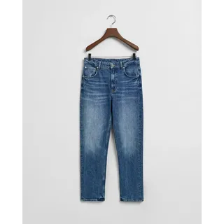 GANT Straight Cropped Fit Jeans Mid Blue Broken In 28