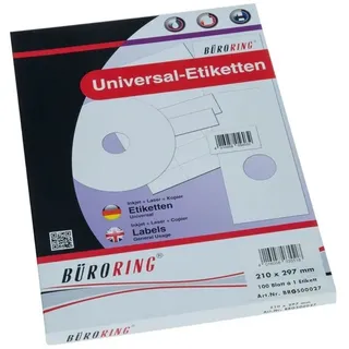 None Büroring Etiketten, A4/100 Blatt 210x297mm, 100 Etiketten,