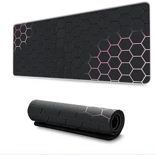 Treer Gaming Mauspad, Mousepad mit Vernähte Kanten, Mauspad L/XL/XXL, rutschfeste Gummibasis Mousepad Gaming, Mauspad Groß Einfacher Modestil (Rosa,800x300mm)