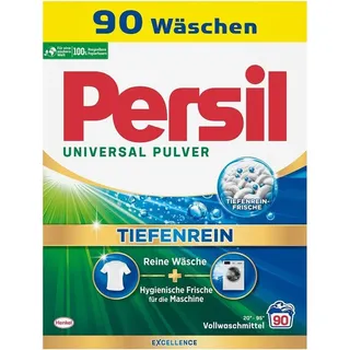 Persil Universal Pulver Tiefenrein Waschmittel (90 Waschladungen), Vollwaschmittel für tiefenreine Wäsche und eine hygienisch frische Maschine, auch bei Kalt- & Kurz-Wäsche, effektiv ab 20 °C