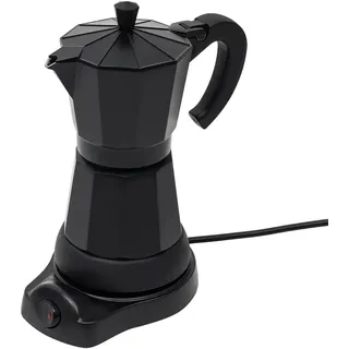 SUONTY Schwarz 300ml Elektrische Kaffeemaschine, Alu Espressokocher Mokka Espresso Kanne Espressomaschine mit separatem Boden Hitzebeständige Griff