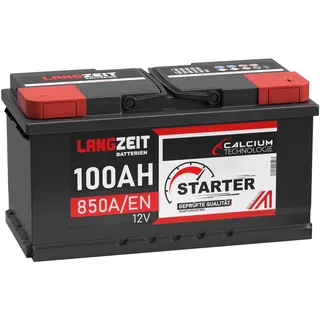 LANGZEIT Autobatterie 100Ah 12V 850A/EN Batterie ersetzt 95Ah 92Ah 90Ah 88Ah