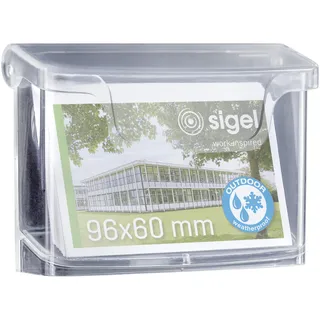 Sigel Wetterfester Visitenkartenhalter für Außen mit Deckel DIN A8 quer