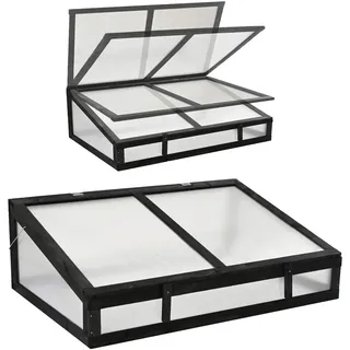 Baumarktplus Frühbeetaufsatz aus Holz 120x80cm Gewächshaus für Hochbeet schwarz