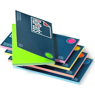 AdPads® elektrostatisch selbstklebende Moderationskarten | 175 x 100mm, 500 Blatt, Set Bunt | Große Static Sticky Notes | Beweglich und verschiebbar auf jeder Oberfläche