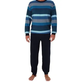 Normann Care Pyjama Herren Pflegeoverall langarm mit Reissverschluss am Rücken und Bein blau L