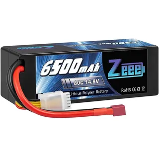 Zeee 4S Lipo Akku 14,8V 80C 6500mAh Hardcase Batterie mit T Stecker für RC Hobby RC Auto RC Helikopter RC Fleugzeug RC Boot