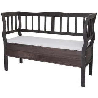 Mendler Sitzbank T207, Bank Truhenbank Holzbank Aufbewahrungstruhe, Staufach Kissen Holz 119cm ~ grau-braun, shabby
