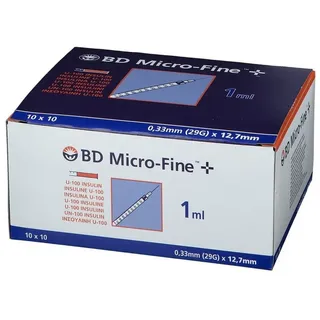 Becton Dickinson BD Micro-Fine + Insulinspritze U100 1ml 12,7mm 29G / 100 Spritzen