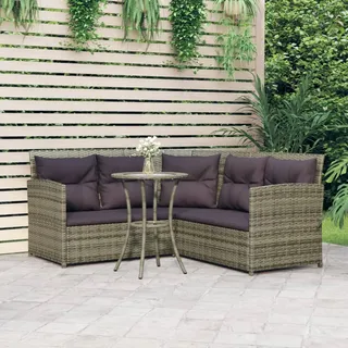 Festnight Poly Rattan Ecklounge Eckbank Lounge Gartenmöbel Set Gartengarnitur Balkon Lounge Klein Sitzgruppe Ecksofa Terrasse Sitzecke Eckgarnitur Garten Sofa Garnitur Couch-Eck Grau