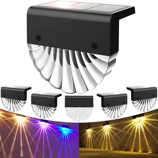 Anmossi Solarleuchte für Außen,4 Stück Wasserdichte Balkon Dekoration Solarleuchten,2 Modi Warmweiß/Farbwechselnde Solar Lichter,LED Gartenlampen für Terrasse Dekoration,Zaun,Garten und Treppen