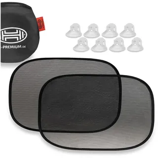 Heyner Heyner® Auto-sonnenschutz 48x30cm 2er Set mit Saugnäpfen für Autofenster UV Schutz Scheibe Auto Pkw Lkw Babys Kinder Sonnenblende