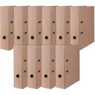 DONAU Premium Ordner ECO MAXI FSC / 10er Pack - 10 Stück/Breit/DIN A4 8 cm - 80 mm/Braun Beige/Gut für die Umwelt/Aktenordner aus Pappe/Made in EU