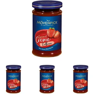 Mövenpick Gourmet-Crème Erdbeere, Premium Fruchtaufstrich ohne Stücke und ohne Kerne, 250g (Packung mit 4)