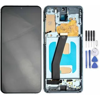 Wigento Für Samsung Galaxy S20 Display Full TFT LCD mit Rahmen Einheit Touch Ersatzteil Reparatur Blau (ohne Fingerprint)