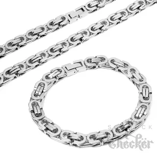 Männerschmuck-Set Königskette und Königsarmband aus 316L Edelstahl Rapper-Schmuck