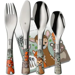 WMF Waldfreunde Kinderbesteck mit Namensgravur - schönes Kinder Besteckset Taufgeschenke personalisiert mit Gravur Geschenkideen für Mädchen & Jungen ab 3 Jahre