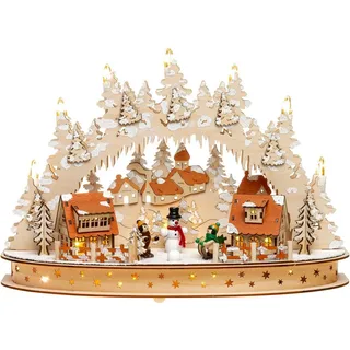 SIKORA LB66 3D LED Holz Schwibbogen WINTERDORF inklusive Trafo