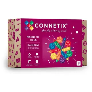 Connetix Rainbow Geometry Pack verstärkte Magnete pädagogisches Lernspiel Magnetspielbausteine, (Open Play, 30 Teile), ab 3 Jahren