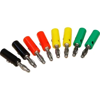 McPower Bananenstecker-Set 4mm, Querloch, Druckfeder, 4 Farben, 8-teilig