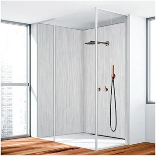 Duschrückwand, Badrückwand, Duschverkleidung, Wandverkleidung aus 3 mm Alu-Verbundplatte, Aluverbund Silber Gebürstet 001 80x200cm