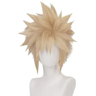 GmfLeX Cloud Strife Cosplay Perücken für Männer Goldene Hitzebeständigkeit Faser Haarteil,Short