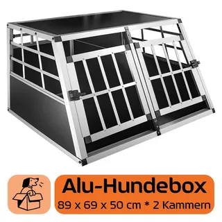Petigi Hundebox Hundetransportbox Auto Alu Hunde Transportbox Aluminium Kofferraum Transport Box für Hund Dog Autobox 89 x 69 x 50 cm Haustier Käfig