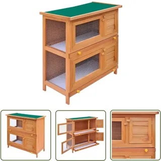 The Living Store - Kaninchenstall Kleintierhaus Hasenstall 4 Türen Holz - Kaninchenstall - Kleintierstall - Hasenstall - Tiergehege - Outdoor Stall