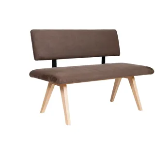 kundler home Sitzbank mit Polster, Esszimmerbank mit Rückenlehne 'Die Natürliche' L125cm, Aus Massivholz Buche braun