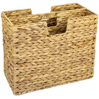 HMF Zeitungsständer, Zeitungskorb geflochten aus Wasserhyazinthe, 2 Fächer, 40 x 20 x 33 cm