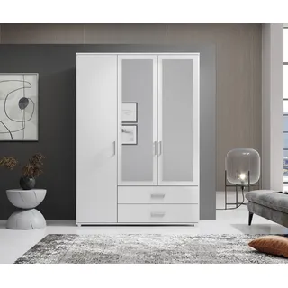 SchlafKONTOR Pol Power Kleiderschrank Ivar 125 x 190 cm Dekor Weiß