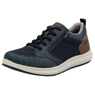 Rieker Herren Halbschuhe, für Herren, blau (jeansblau, braun), Lederimitat, Textil, Schuhe Sneaker, Halbschuh, Freizeitschuh, Schnürschuh mit seitlichem Reißverschluss