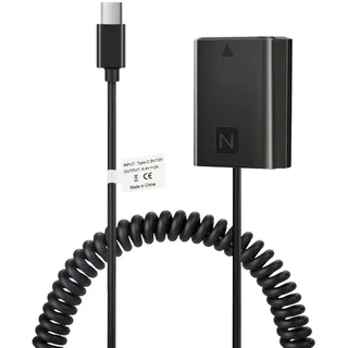TAVT NP-FZ100 Dummy Akku mit USB Typ-C Kabel für Sony A7 III, A7 IV, A7S III, A7R III, A7R IV, A7R V, A7C, A7C II, A7CR, A6600, A6700, A1, A9, A9 II, ZV-E1, FX3, FX30 (geeignet für 9V/12V AC Adapter)