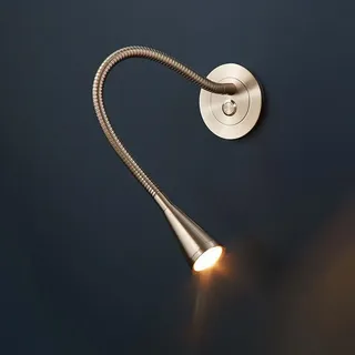 LOGT Schwanenhals Lampe Wandlampe mit Touch Schalter 360° Flexible Drehbar Wandleuchte LED Innen Wand Leselampe Wandmontage 3000K Warmweiß 210 LM Wandbeleuchtung Modern Metall für Nachttisch,Silber