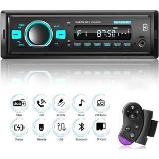 Rimoody DAB Autoradio 1 Din Bluetooth Autoradio mit Bluetooth Freisprecheinrichtung FM Radio/DAB/DAB+/USB/TF/Aux in/EQ MP3 Player mit Fernbedienung Lenkradsteuerung Radio Stereo Schnellladefunktion