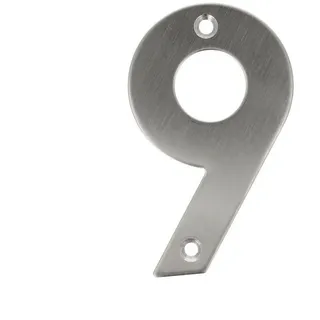 MS Beschläge - Edelstahl Hausnummern 0-9 Buchstaben A-i matt gebürstet Hauswandziffern Türnummer 9)