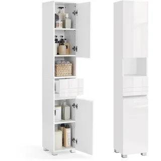 VASAGLE Badezimmerschrank 30 x 30 x 170 cm, mit verstellbaren Ablagen,