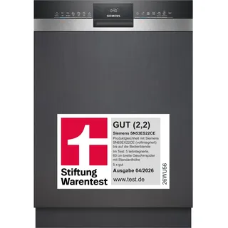 Siemens iQ300 SN53ES22CE Einbau-Geschirrspüler (teilintegrierbar, 598 mm breit, Edelstahl)