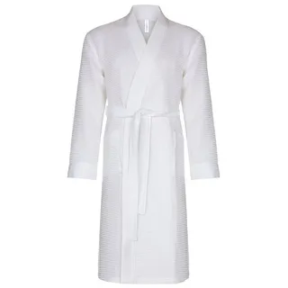 Taubert Bademantel Spa Thalasso, Baumwolle, Kapuze, mit Bindegürtel, für Herren, mit Kapuze, 120 cm, Pique, sehr leicht weiß M-48/50