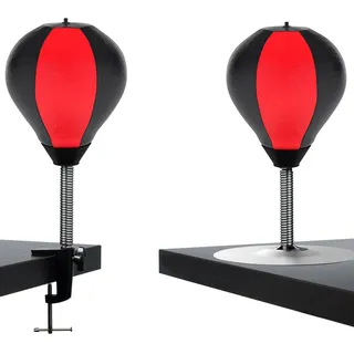 Hengrongshen Punchingball Tisch, Tisch Kleiner Boxsack mit Tischklemme und Saugnapf, Punching Ball für Büro & Zuhause, Mini Funpunch, Boxbirne Schreibtisch für Kinder und Erwachsene - Schwarz Rot
