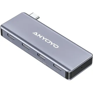 ANYOYO USB C HUB,4 Port USB C Dock mit 3 USB 3.0 Ports(10Gbps),100W PD Port Kompatibel mit MacBook Pro/MacBook Air/iPad Pro Unterstützt das Aufladen(Kein Video)