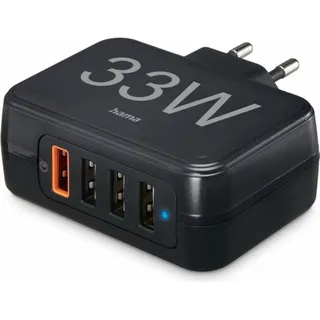 Hama Schnellladegerät 4x USB-A 33 W, sw