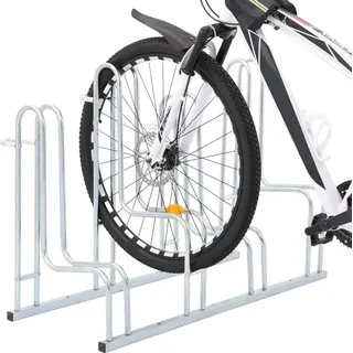vidaXL Fahrradständer für 4 Fahrräder Freistehend Verzinkter Stahl