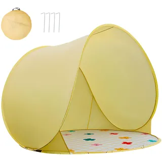 Strandmuschel Pop Up UV Schutz XXL, 3-4 Personen UPF 40+ Popup Strandmuschel Baby, Wurfmuschel Strand UV Schutz Windschutz, Beach Shelter, Pop-Up Sonnenschutz, Pop Up Strandzelt Kleines Packmaß (A)