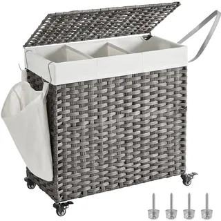 Songmics Wäschekorb mit Deckel 140, Grau