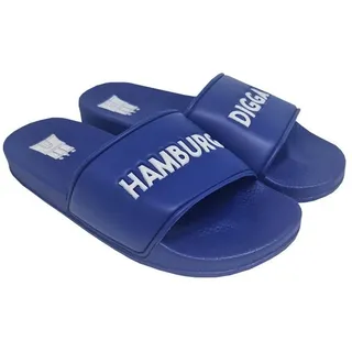 Hamburg Digga "DIGGALETTEN" Badelatschen Coole Latschen für Coole Leute Badesandale (1-Paar) 3D-Druck "Hamburg Digga" auf dem Riemen blau 40 EU