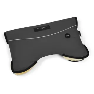 Kinderwagen-Muff aus Lammfell von WERNER CHRIST BABY - MOFFY LUXE ist der ideale Handwärmer für Buggys aus medizinischem Fell, einfache Handhabung, Handmuff in Stone (grau)